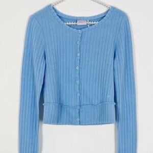 Blunceplush Suki Blue Ribbed Cardigan